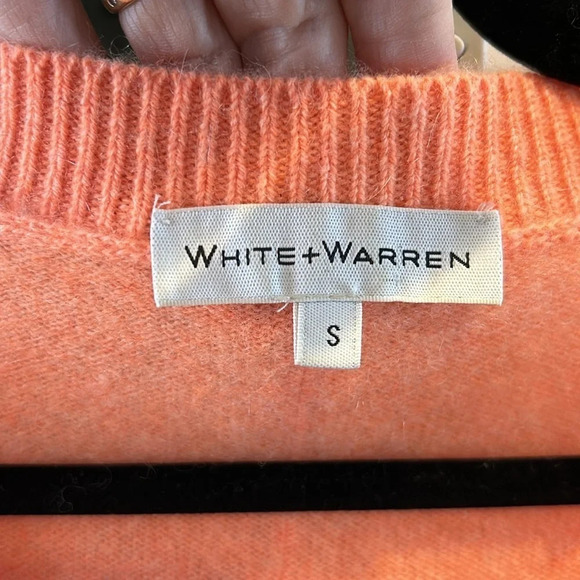 White +  Warren Vneck Seamed Cashmere Sweater Coral - Picture 4 of 10